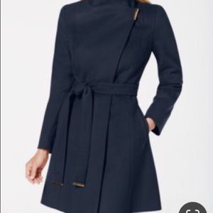 Michael Kors Black wool blend golden accented coat